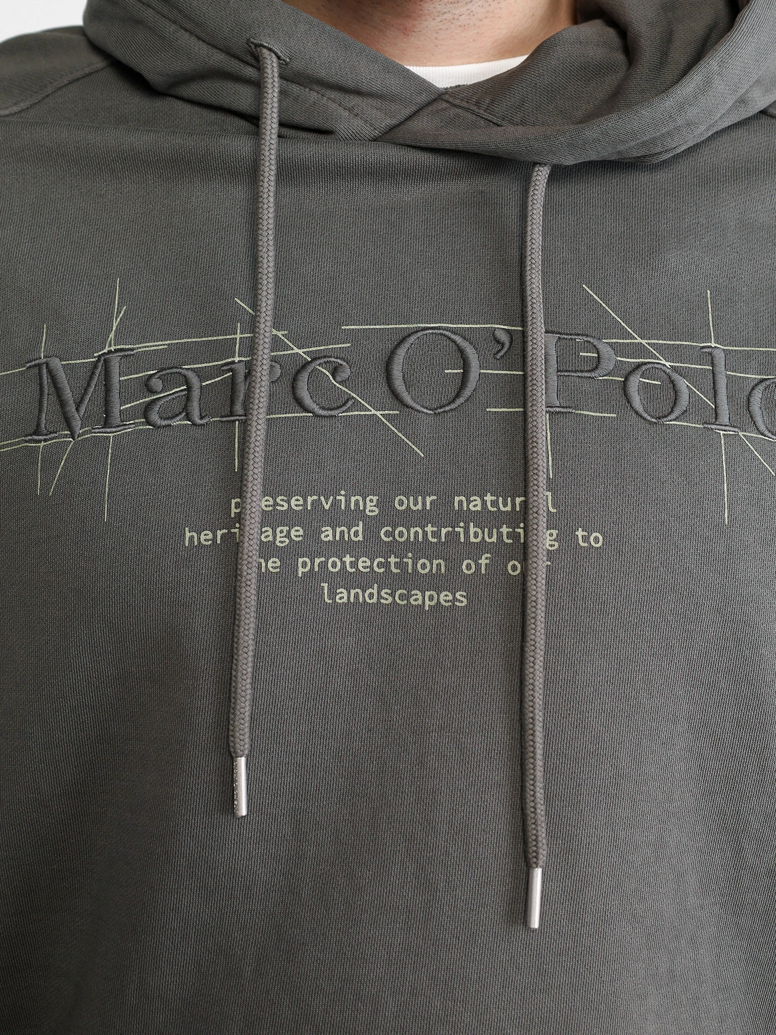 Толстовка цвета хаки с капюшоном из хлопка